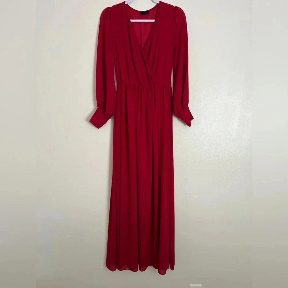 Miss Avenue Chiffon Red maxi Dress Size S